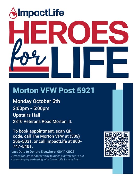 Blood drive today at Morton VFW